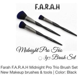 FARAH F.A.R.A.H. Midnight Collection Pro Trio Brush Set 100% Vegan NEW